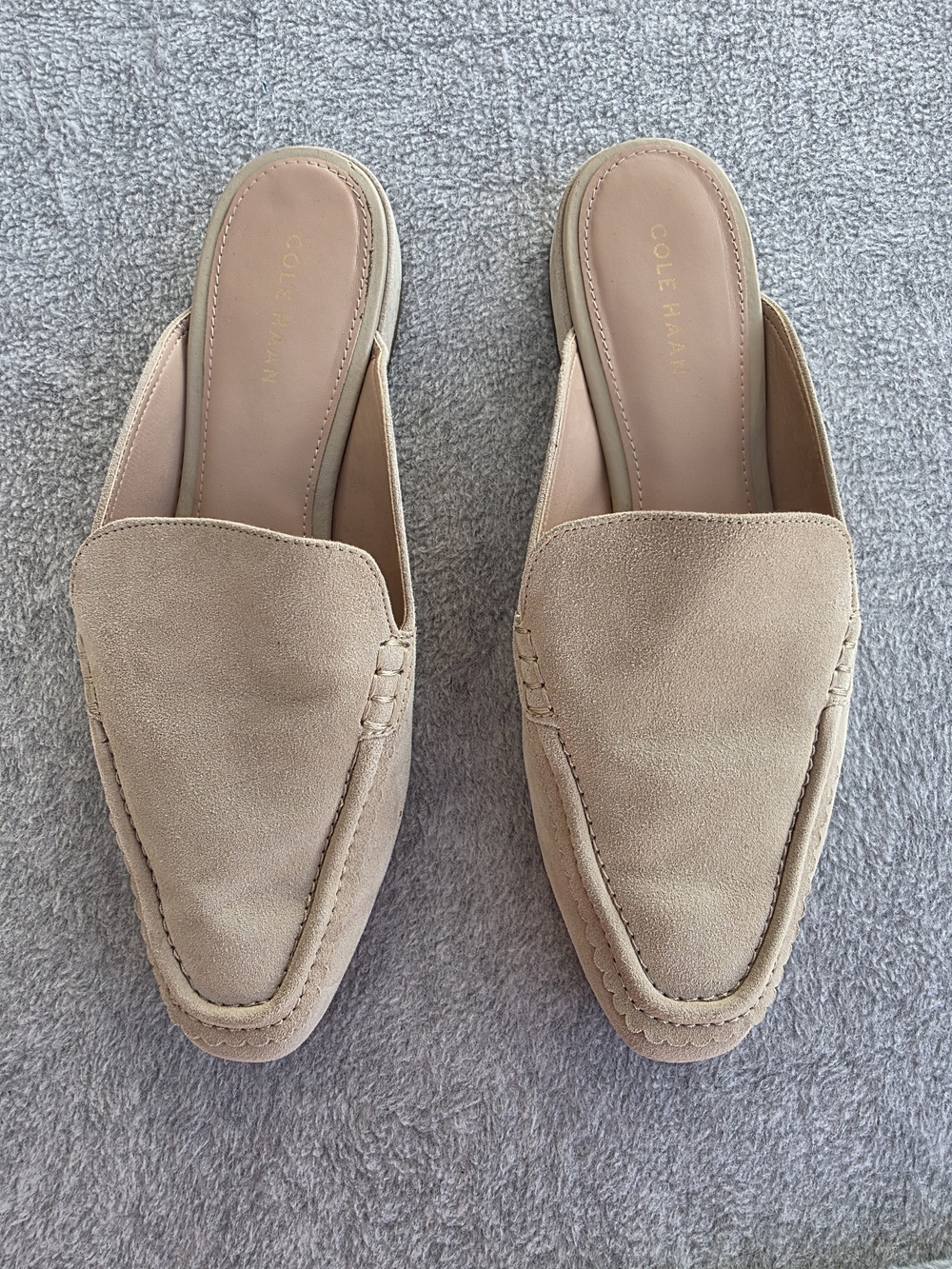 Cole Haan Pollina Suede Slip-On Mules in Taupe Size 7.5